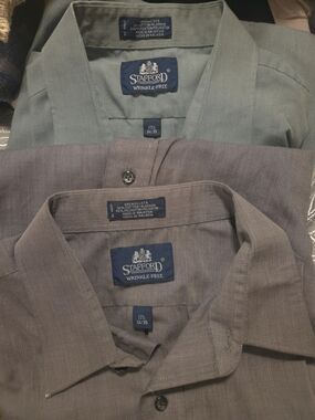 Stafford Button-Down Dress Shirts in Sage and Taupe